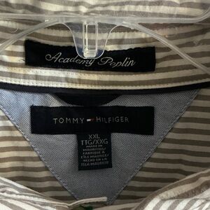 Tommy Hilfiger Gray and White Striped Shirt